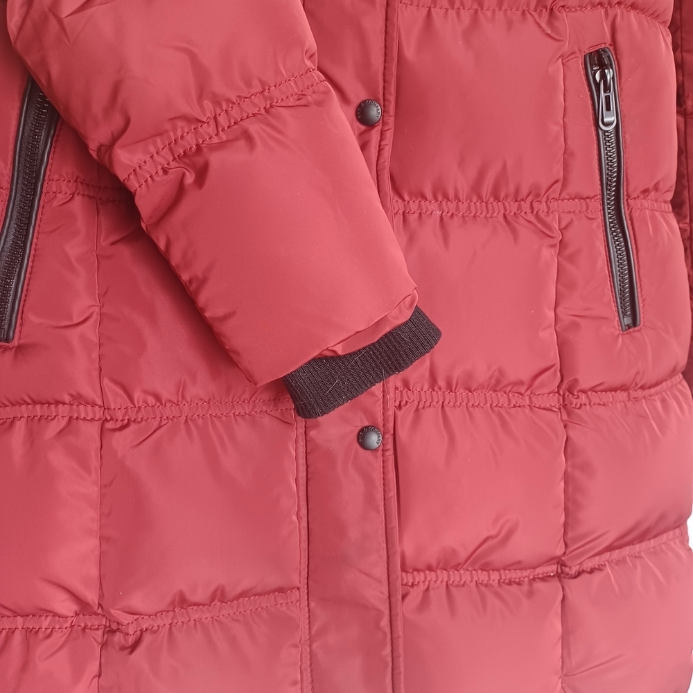 Canadian Outdoors Womens Red Small Parka Long Puffer Coat Faux Fur Hood Jacket - Picture 6 of 15